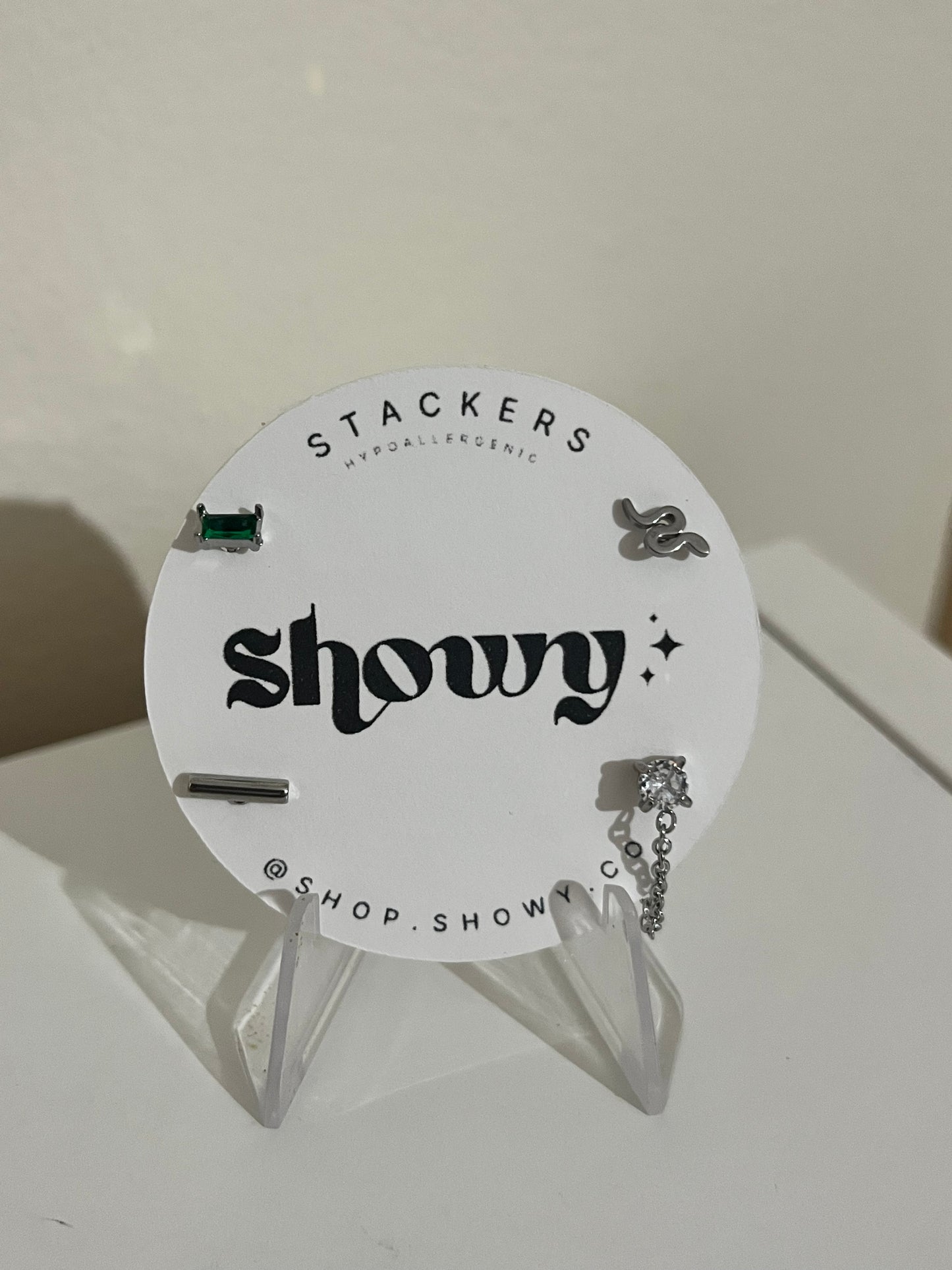 Mixed Stack stud earrings