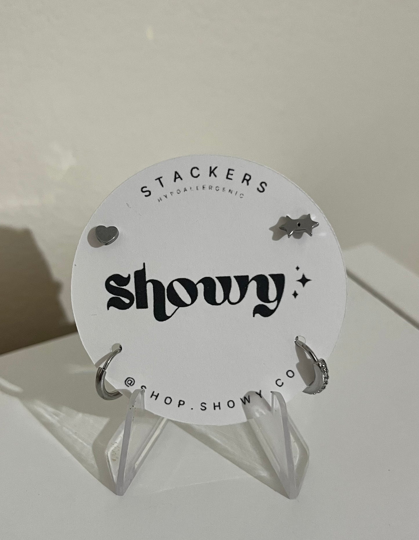 Mixed Stack stud earrings