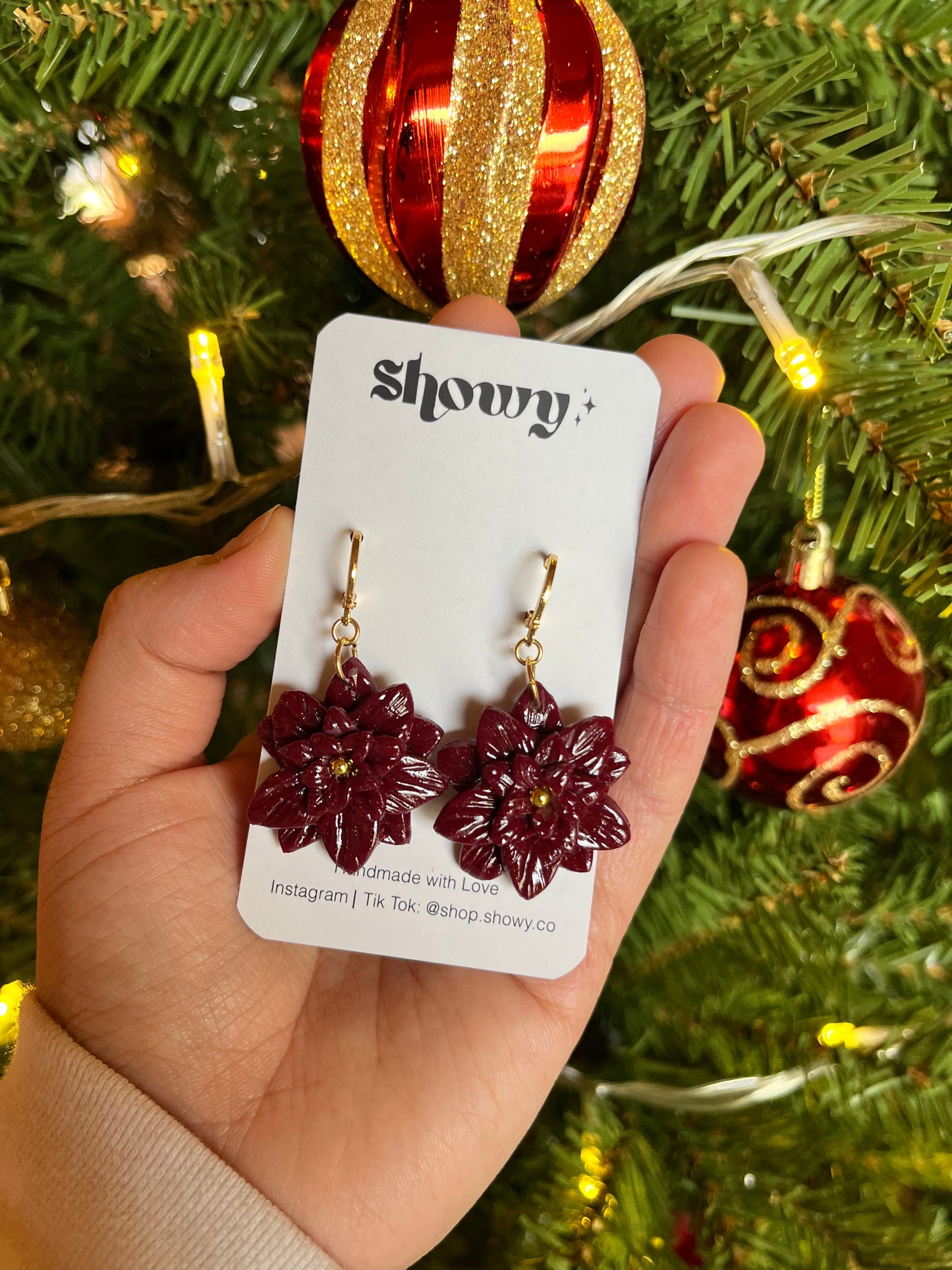 Poinsettia earrings