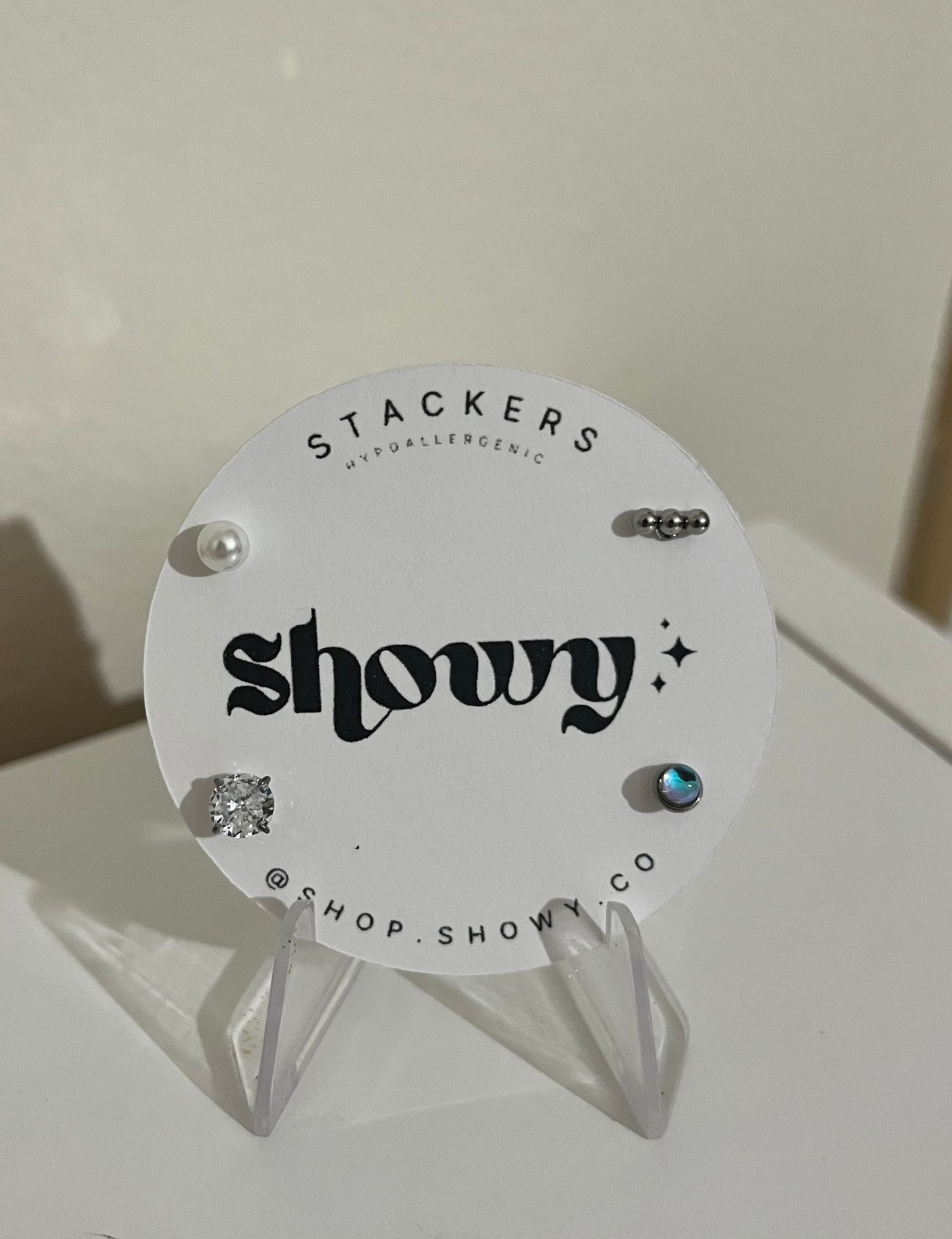 Mixed Stack stud earrings