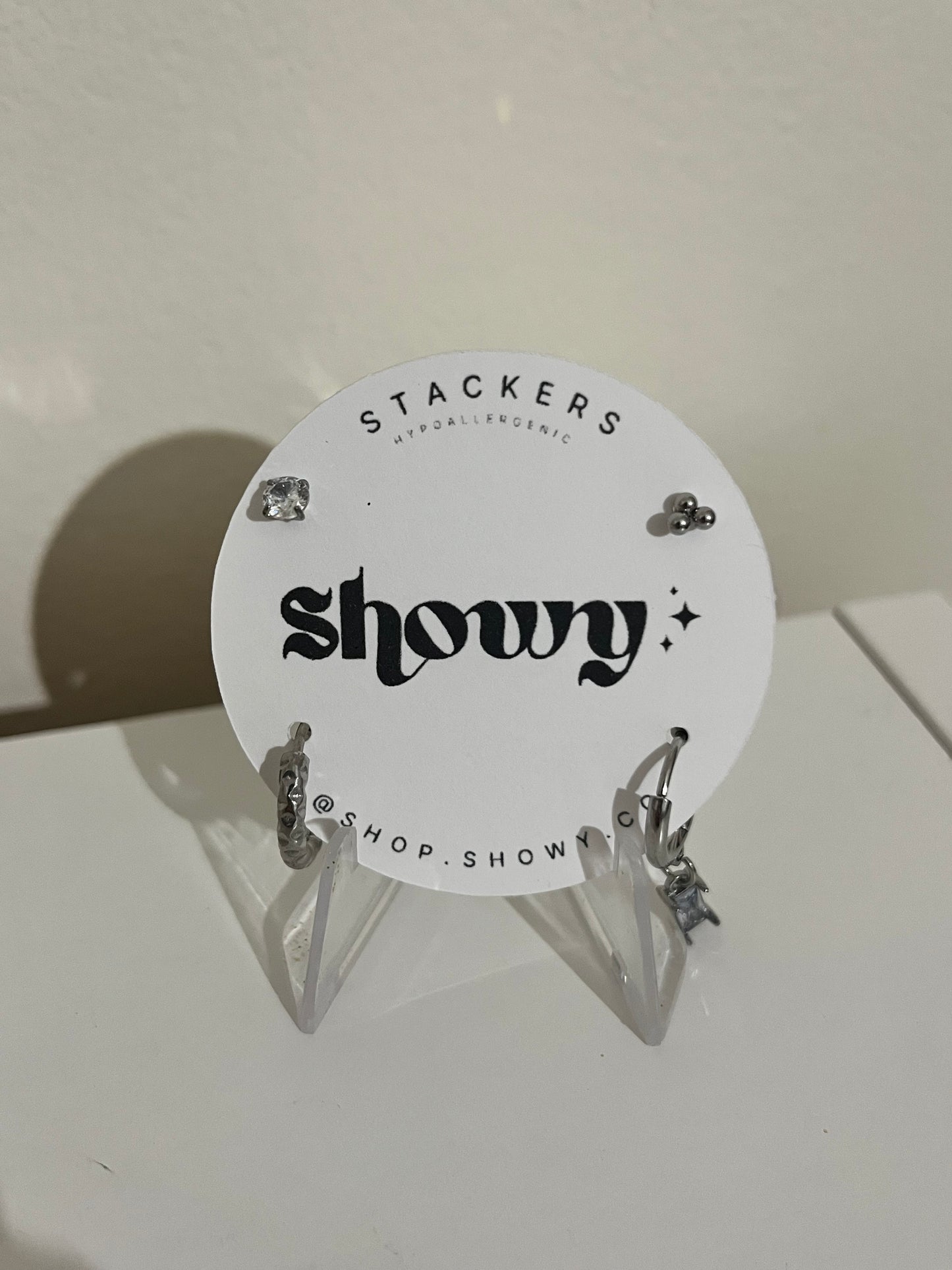Mixed Stack stud earrings