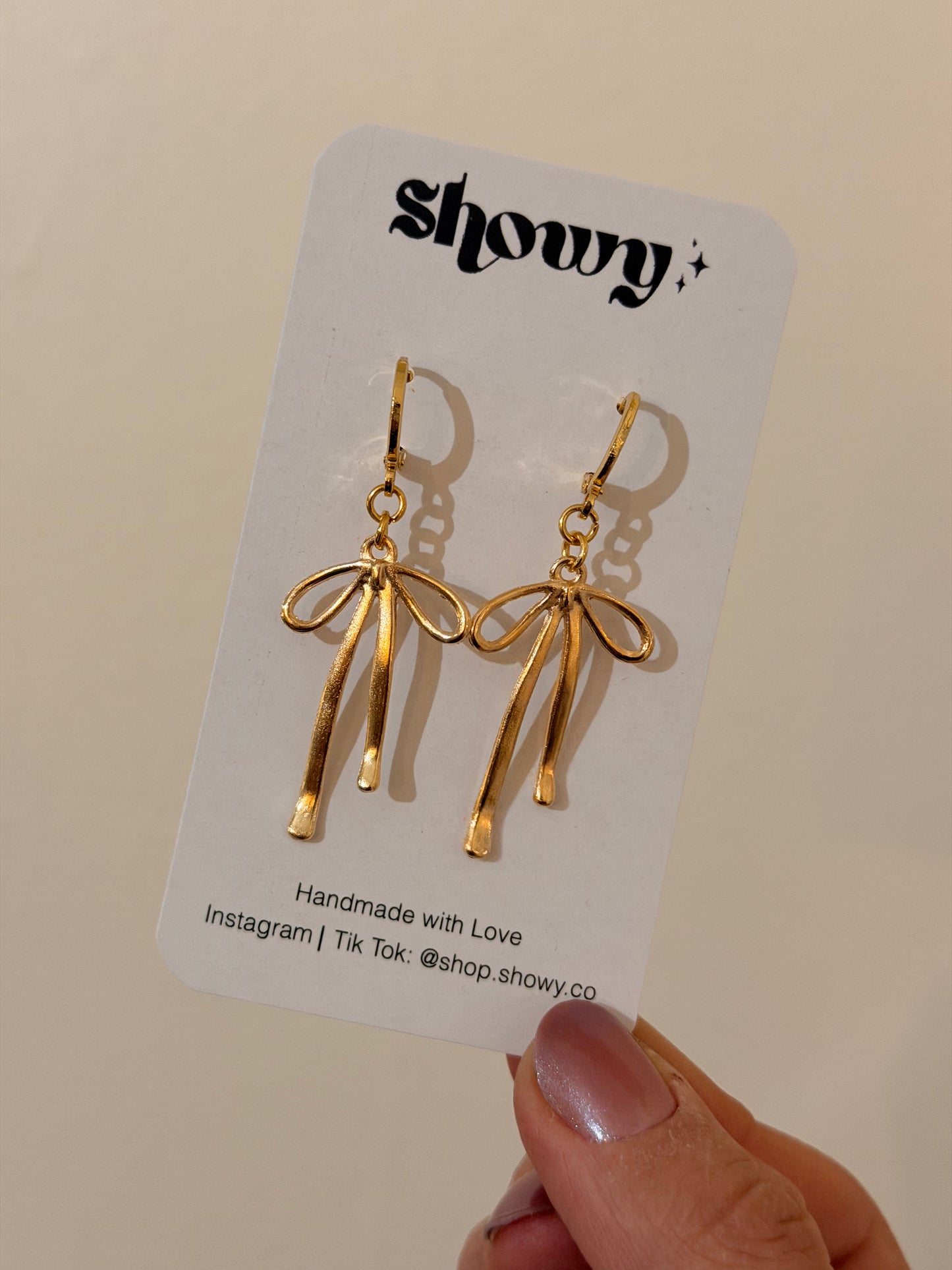 18K Golden Plated Bow Hoops