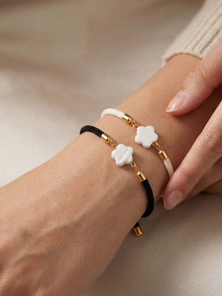 Flower Pearl Cord Bracelets