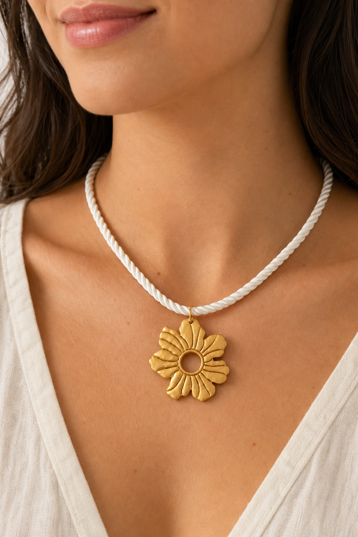 Statement Flower Cord Necklace - 2 - Showy