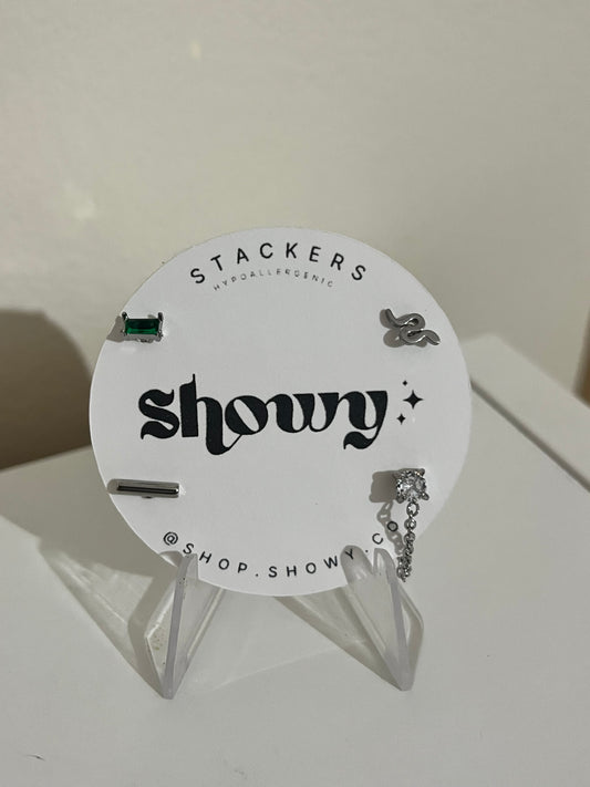 Mixed Stack stud earrings