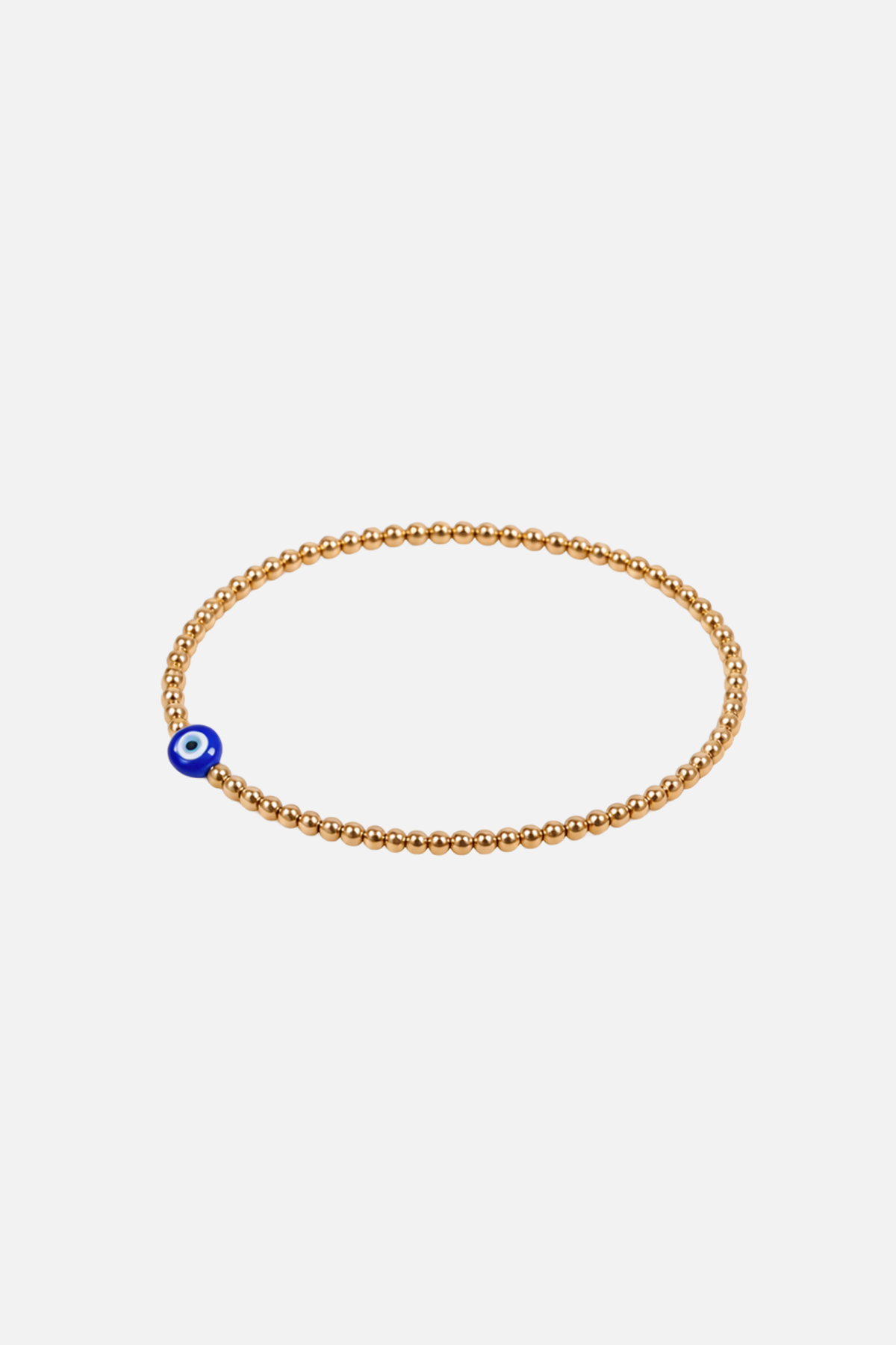 18k Gold Filled Beaded Bracelets with Mother of Pearl Charm - Blue Evil Eye - Showy