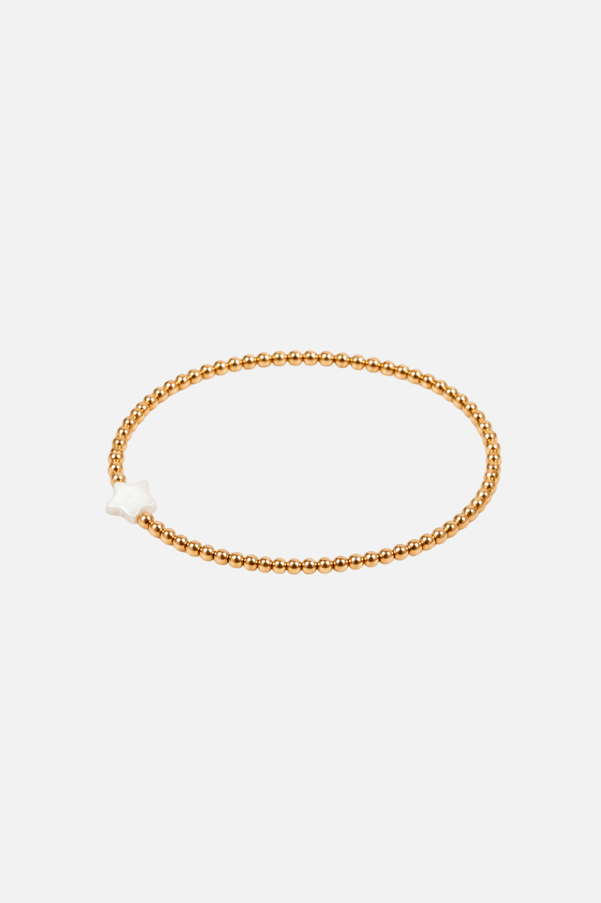 18k Gold Filled Beaded Bracelets with Mother of Pearl Charm - Star Charm - Showy