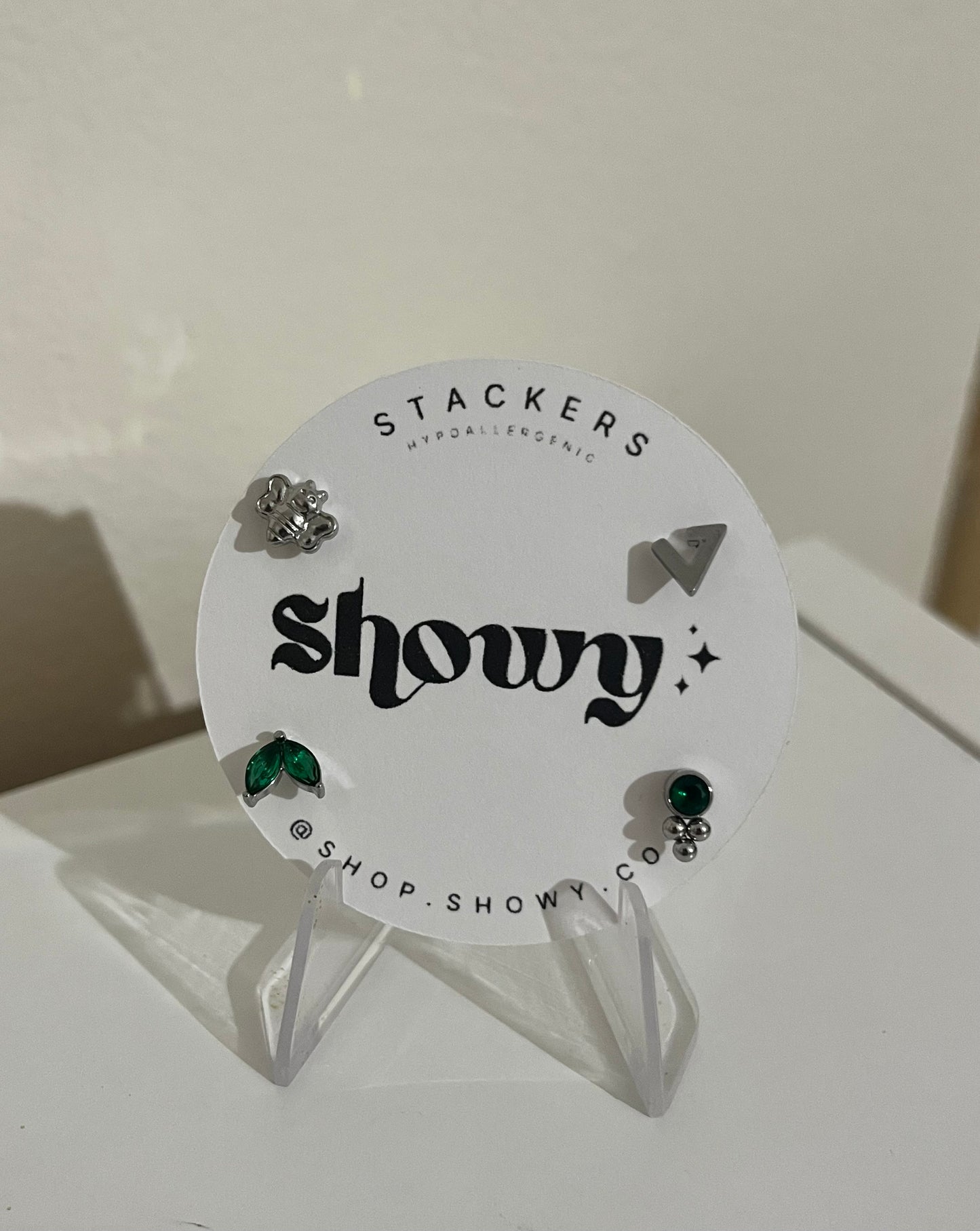 Mixed Stack stud earrings