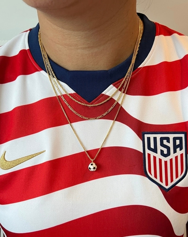 Soccer charm necklace stack
