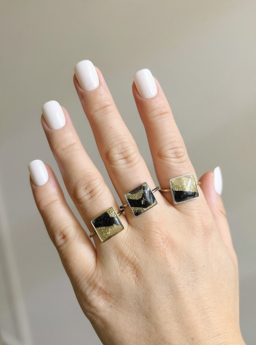 Black Marbled Rings
