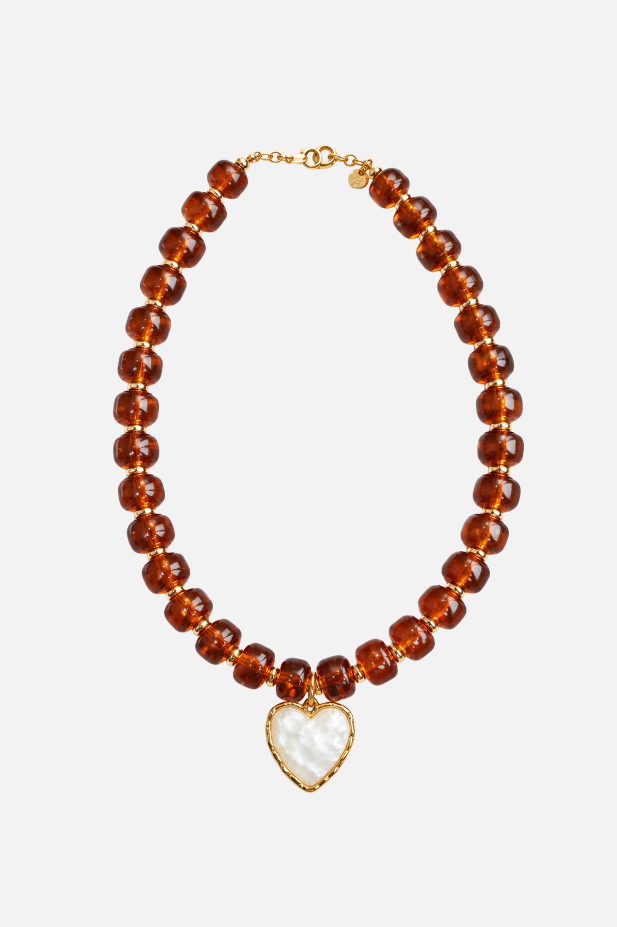Chunky Rondel Beaded Necklace- Brown - Showy
