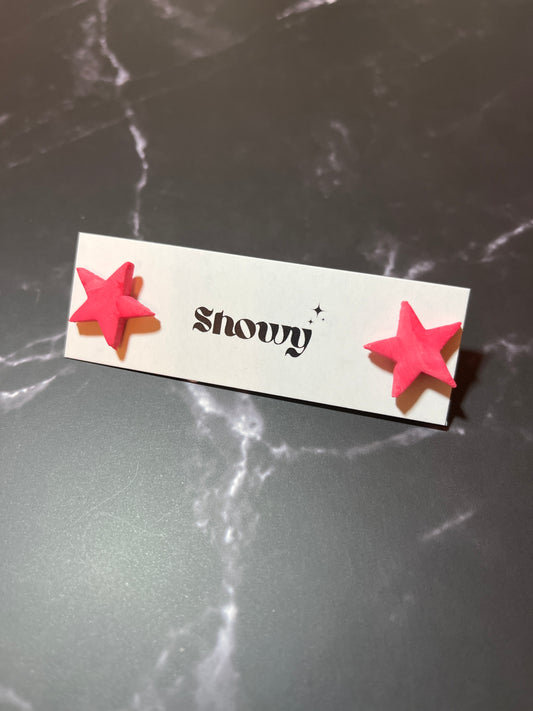 Pink stars stud earrings