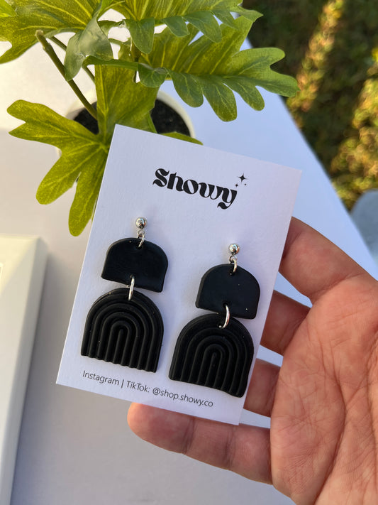 Black arch earrings