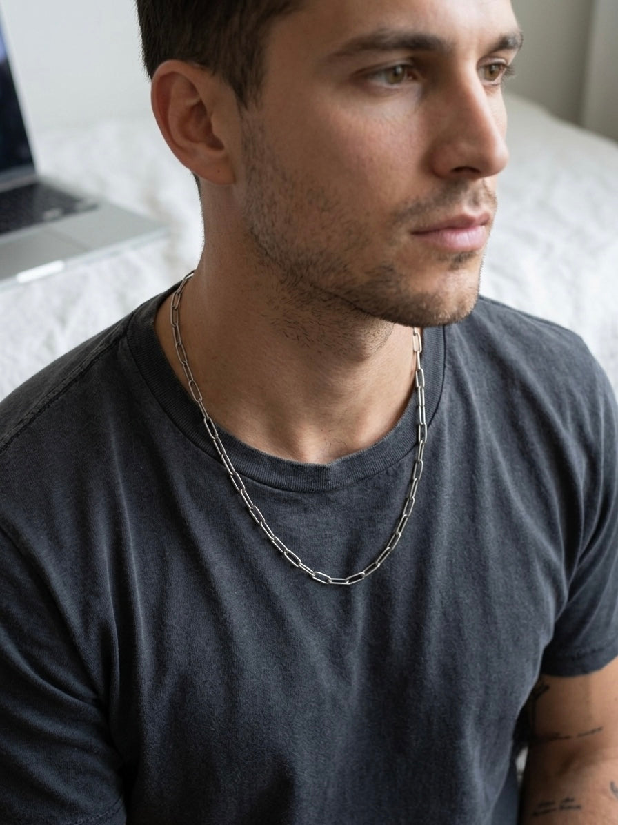 Male Stainless Steel Paperclip Necklace