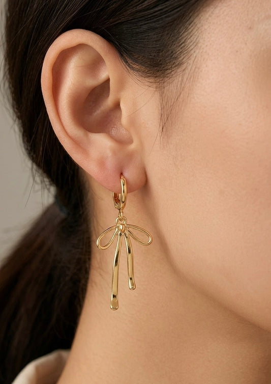 18K Golden Plated Bow Hoops