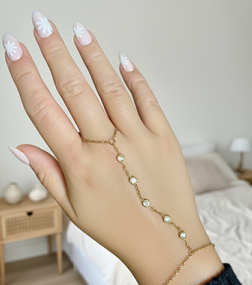 Stainless Steel Gold Hand Chain Bracelet