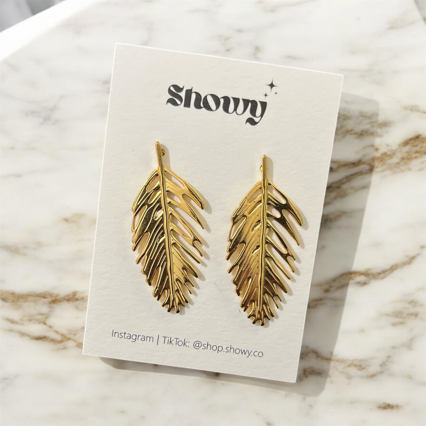 Golden leave earrings