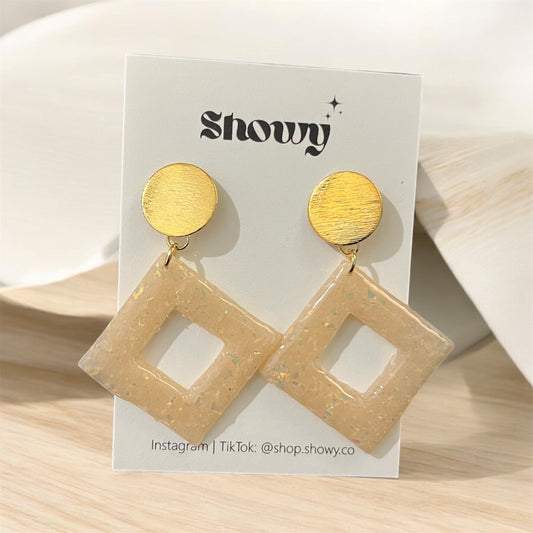 Square 24k earrings