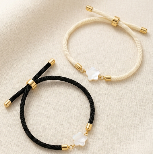 Flower Pearl Cord Bracelets