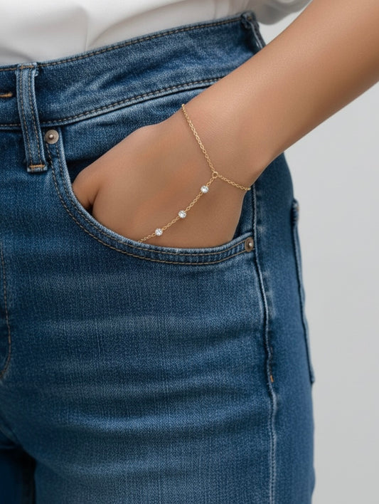 Stainless steel Gold Hand chain Bracelet