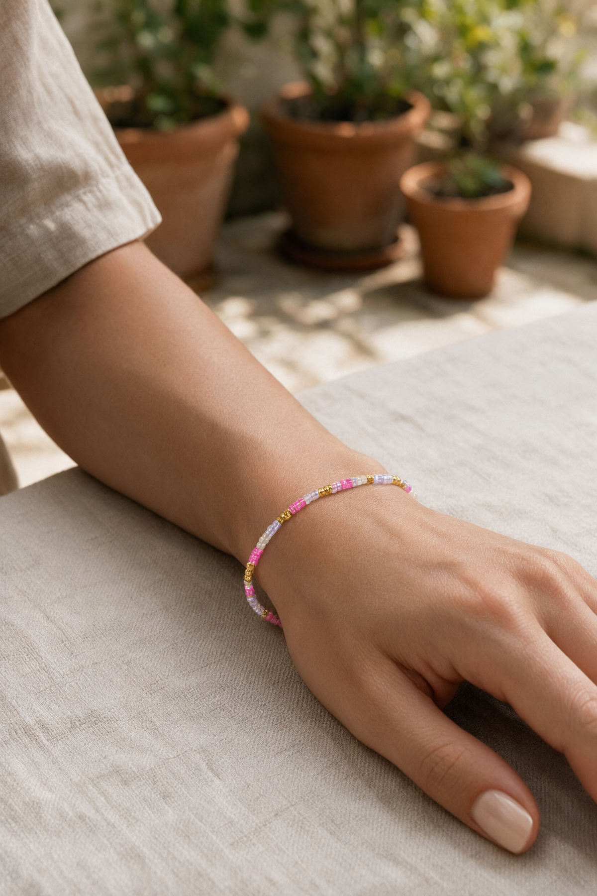 Miyuki Stretch Bracelets - 2 - nPink and Purple - Showy