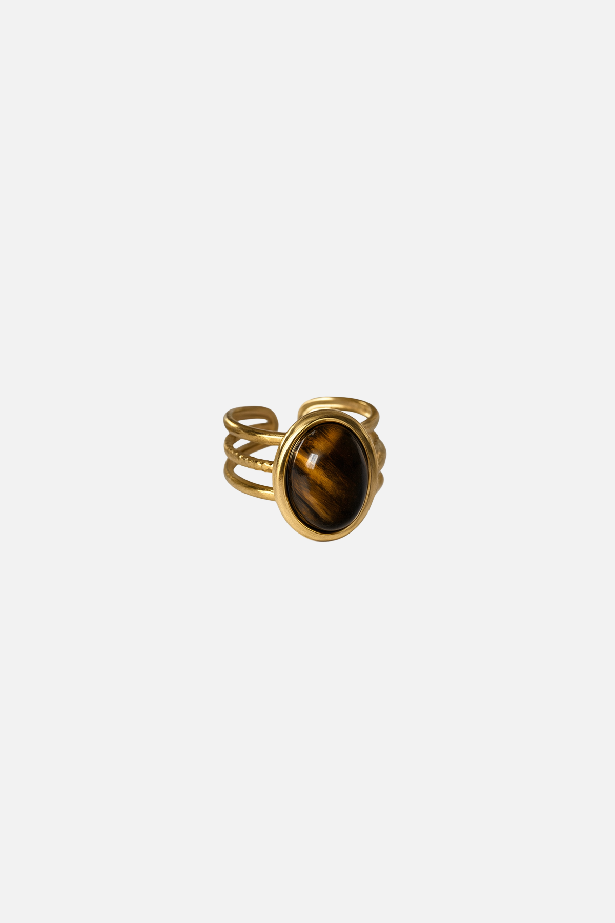 Oval Stone Ring - Brown - Showy