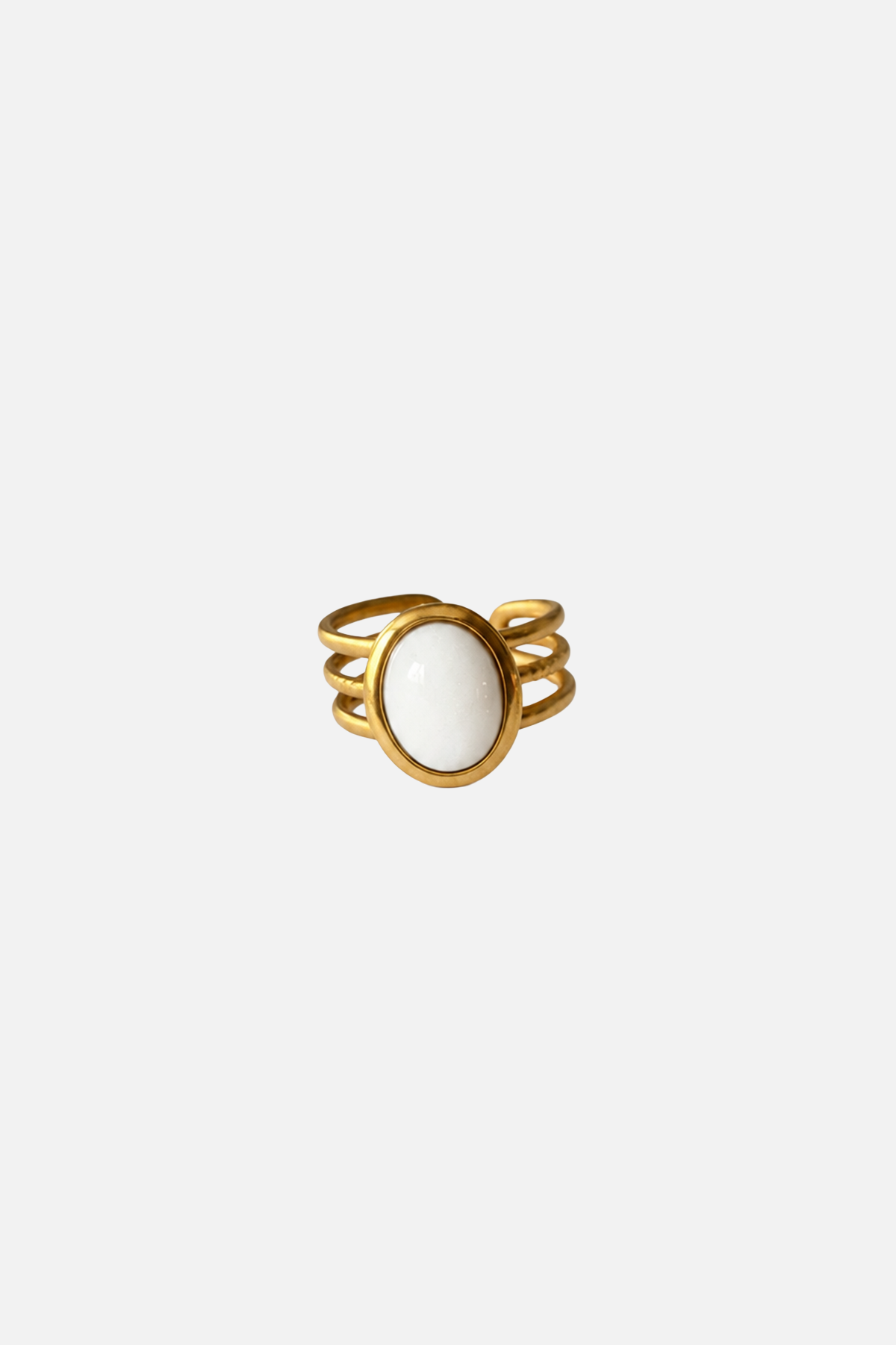 Oval Stone Ring - Silver - Showy