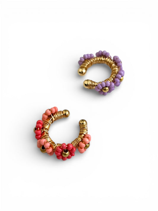 Floral Beaded Earcuffs
