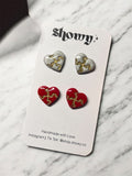 Heart Puzzle Stud Earrings Set