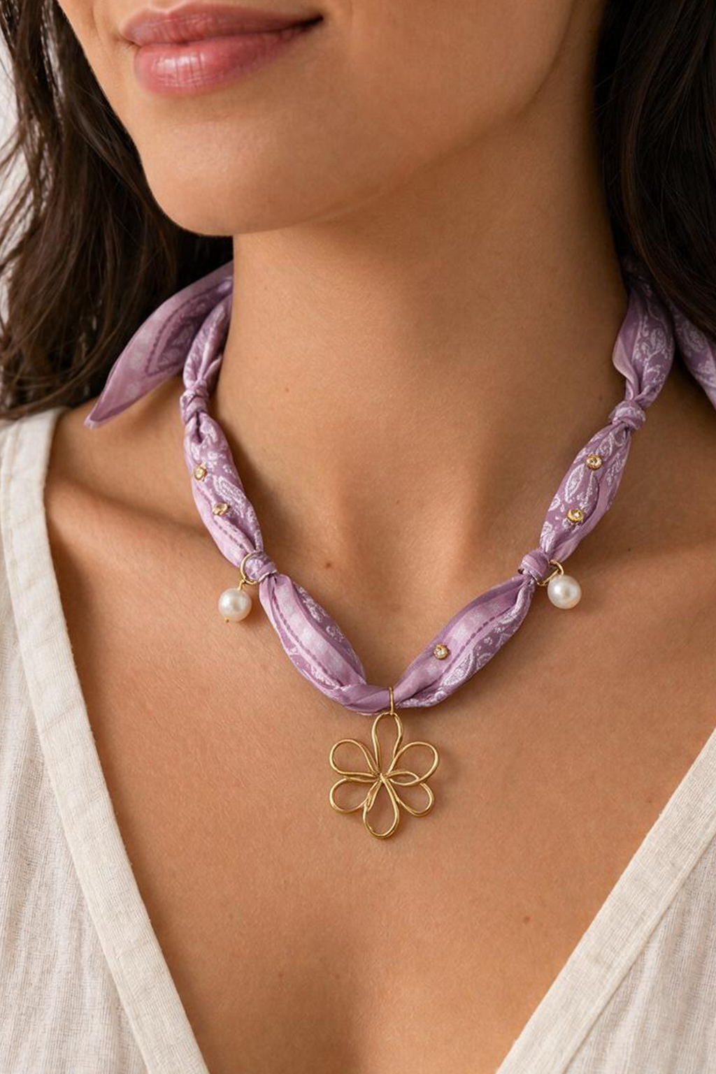 Scarf Necklaces Light Purple - 2 - Showy
