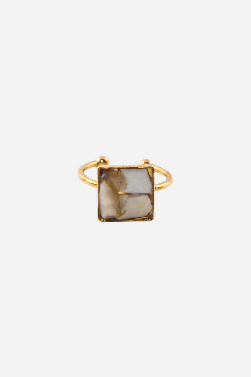 Seashell Mosaic Rings - Gold Square - Showy