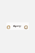 Stainless Steel Square Rhinestone Studs - Gold - Showy