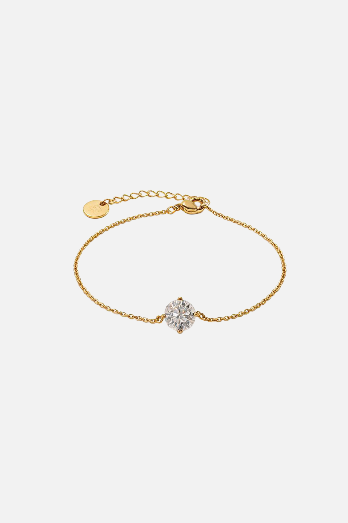 Stainless Steel 18k Golden Plated Bracelets with Zircon Pendant - Gold Circle - Showy