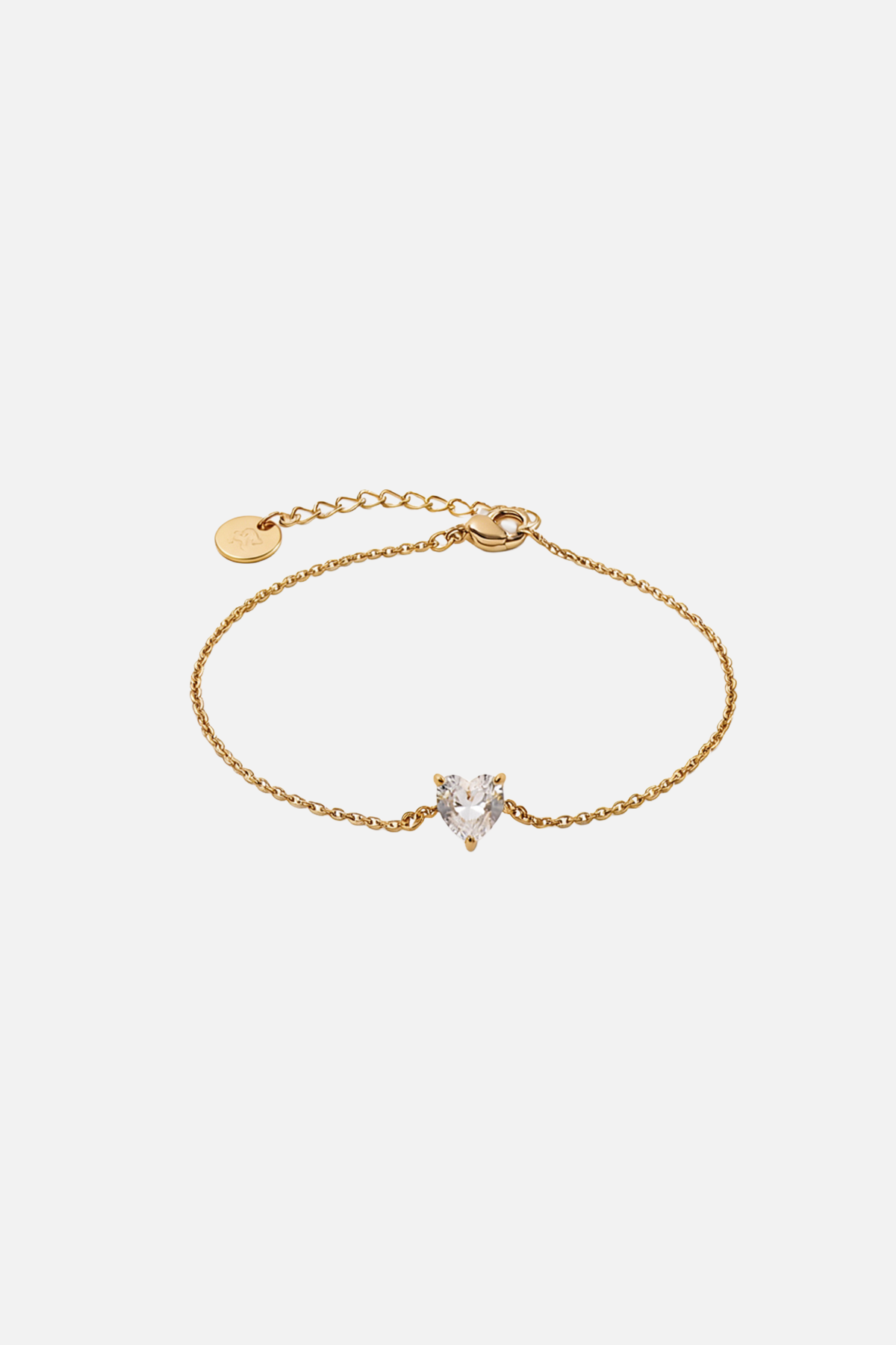 Stainless Steel 18k Golden Plated Bracelets with Zircon Pendant - Gold Heart - Showy