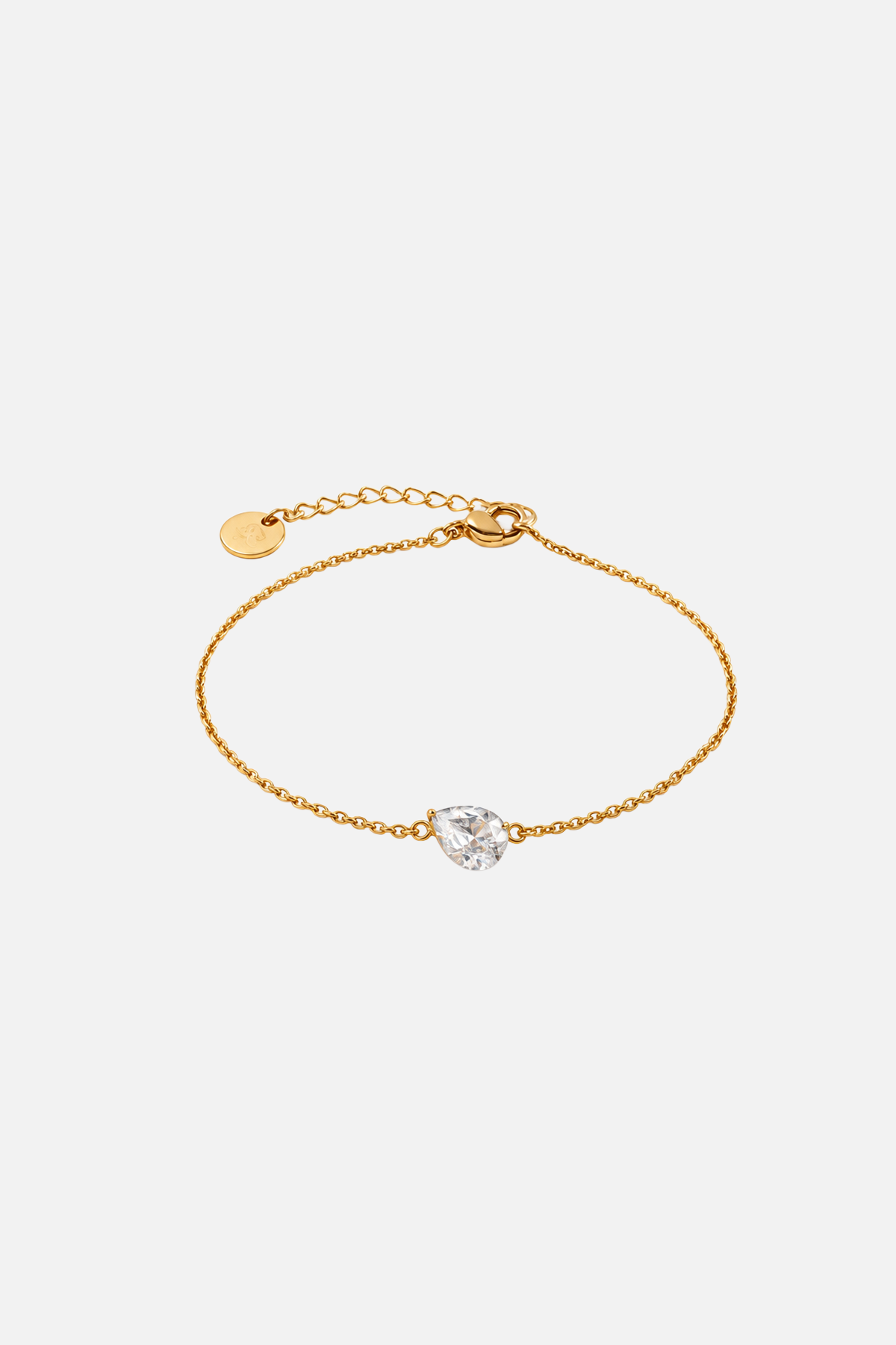 Stainless Steel 18k Golden Plated Bracelets with Zircon Pendant - Gold Rain Drop - Showy