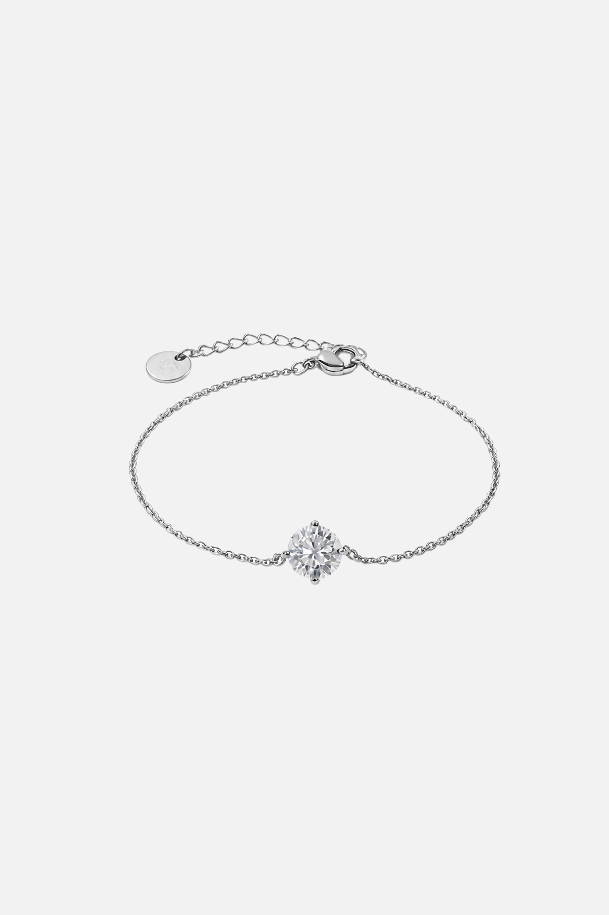 Stainless Steel 18k Golden Plated Bracelets with Zircon Pendant - Silver Circle - Showy