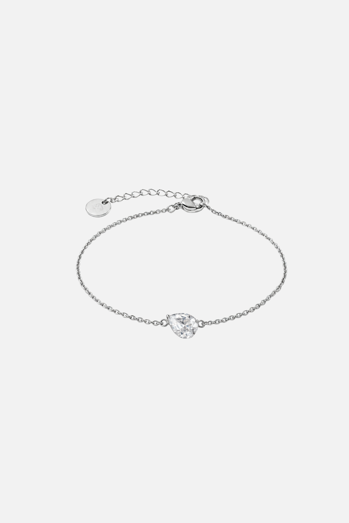 Stainless Steel 18k Golden Plated Bracelets with Zircon Pendant - Silver Rain Drop - Showy