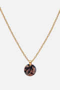 Stainless Steel Marbled Pendant Necklace - Gold - Showy