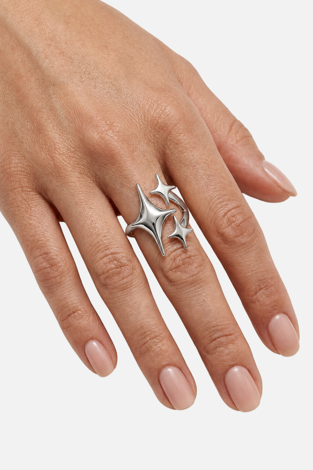 Star Adjustable Rings - Silver - 2 - Showy