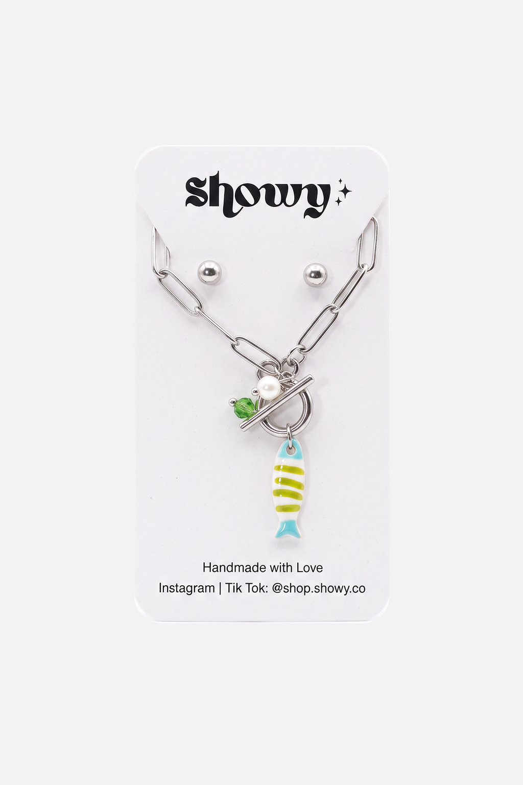 Toggles Charmed Sardine Set - Silver with Green Sardine - Showy
