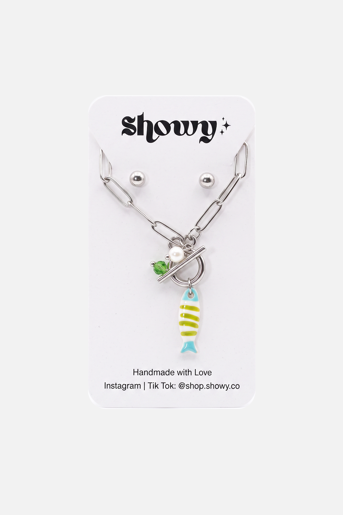 Toggles Charmed Sardine Set - Silver with Green Sardine - Showy