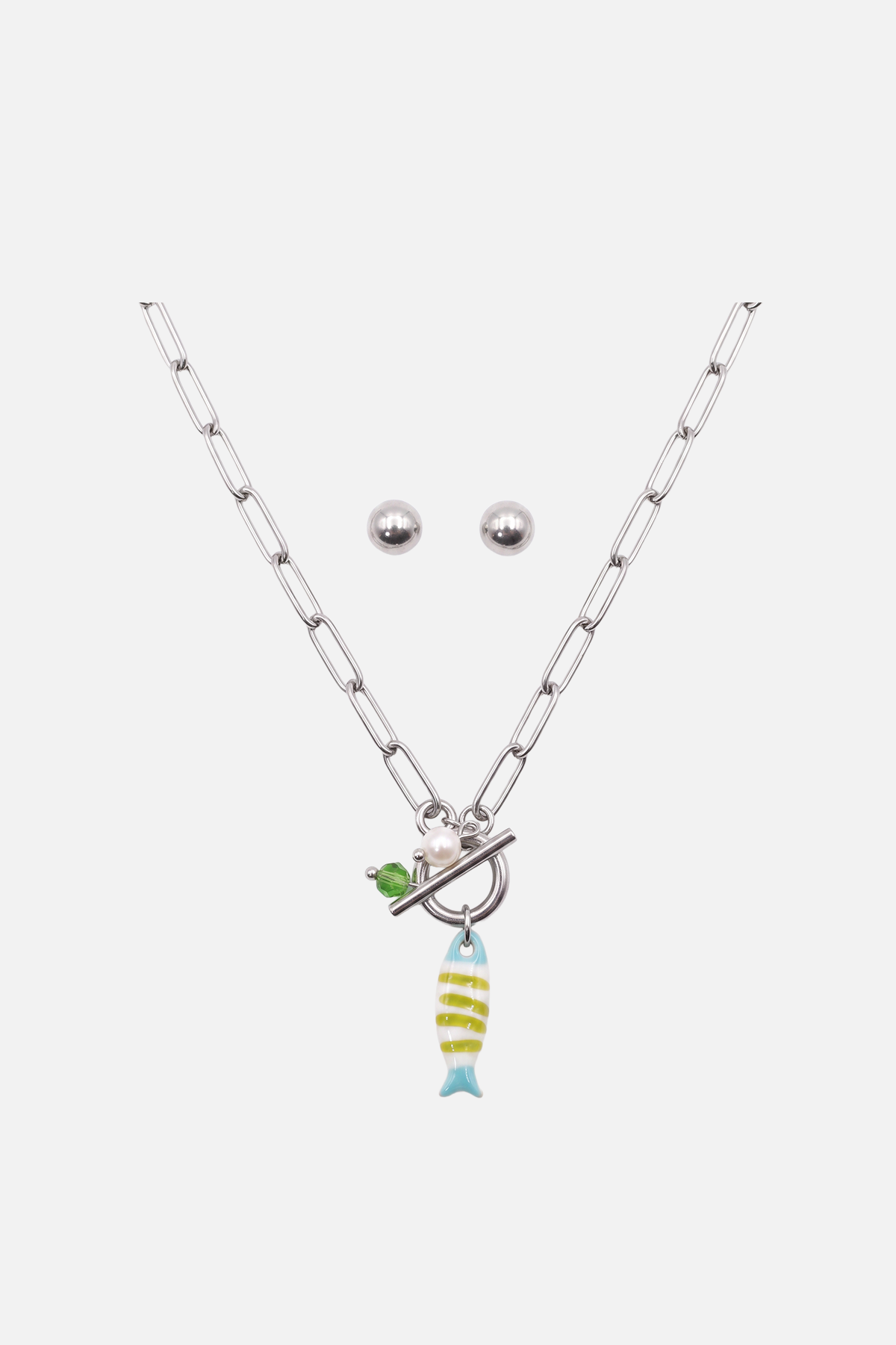 Toggles Charmed Sardine Set - Silver with Green Sardine - 3 - Showy