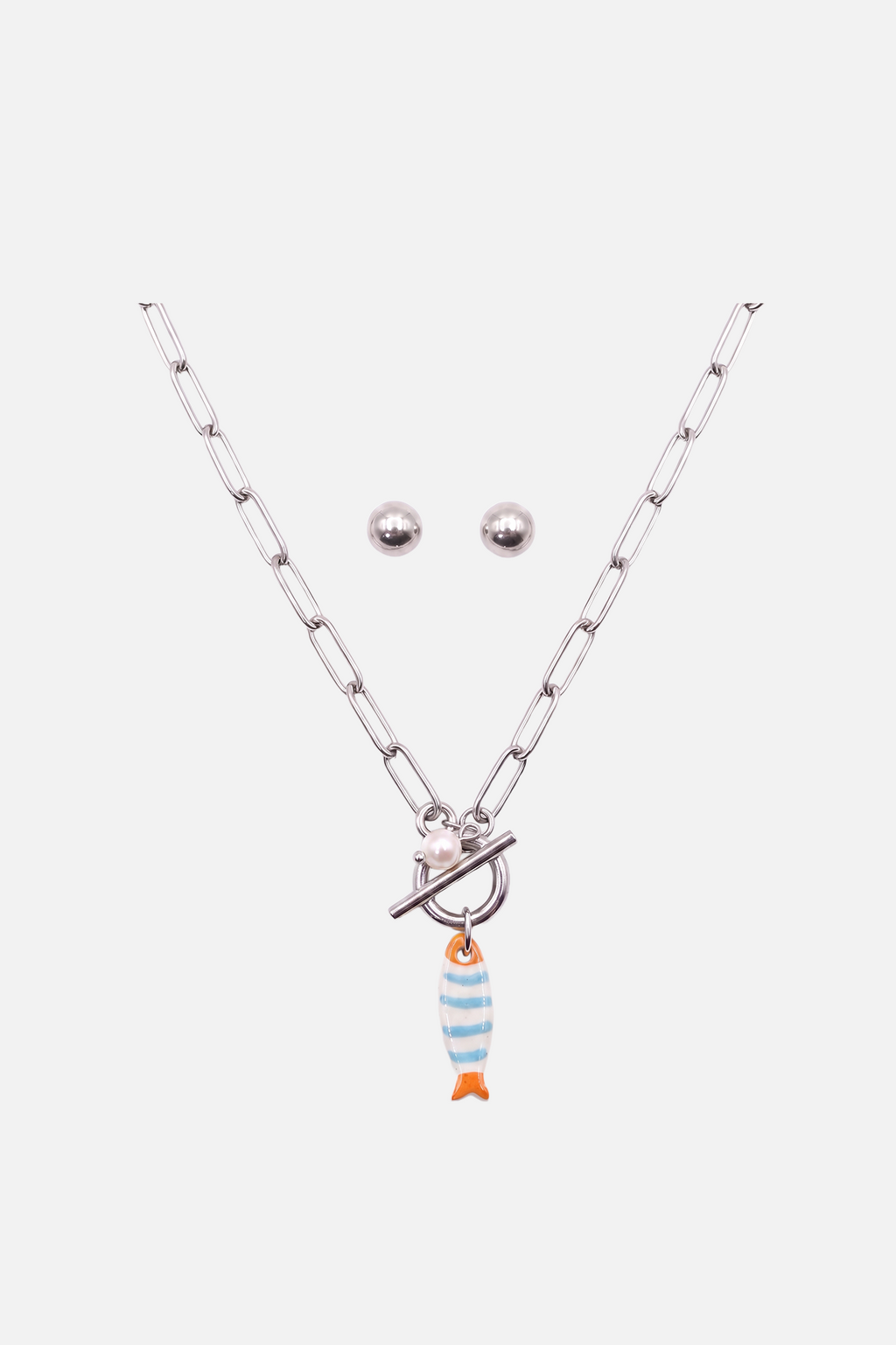 Toggles Charmed Sardine Set -  Silver with Orange Sardine - 3 - Showy