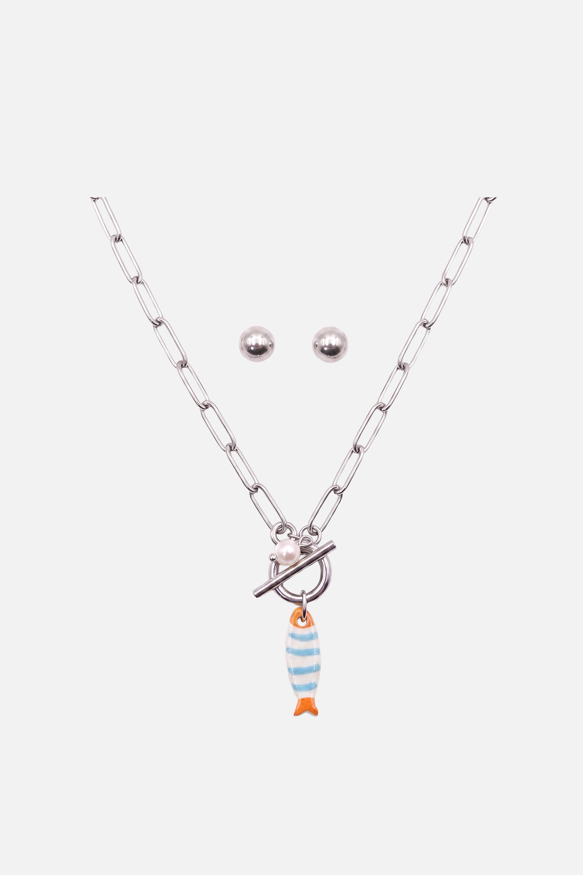 Toggles Charmed Sardine Set -  Silver with Orange Sardine - 3 - Showy
